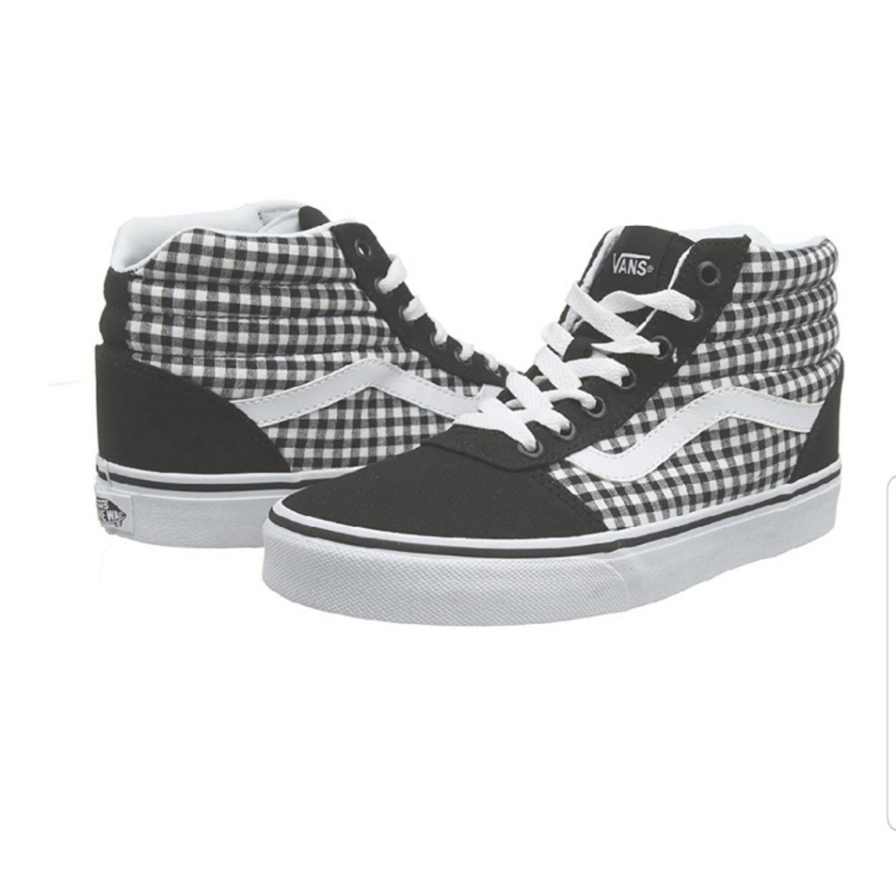 New w tags in box Vans Ward Hi Gingham Black Sk8-HI high tops 8 mini check - Picture 2 of 8